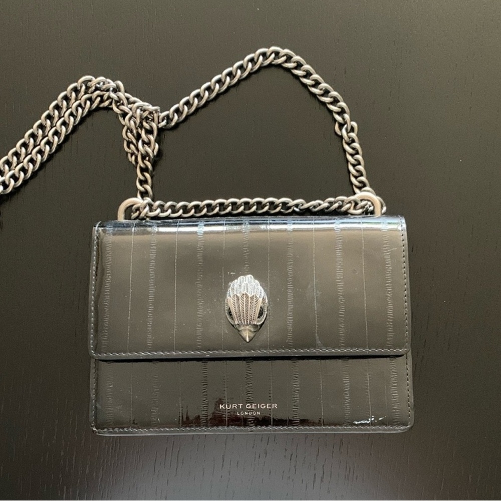 Kurt Geiger Glossy Black Crossbody Bag